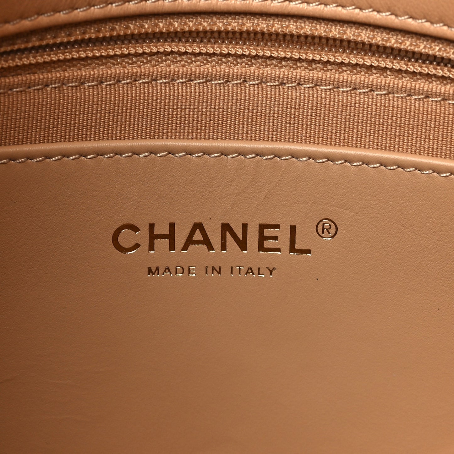 Shiny Lambskin Quilted Chain Around Flap Bag Beige