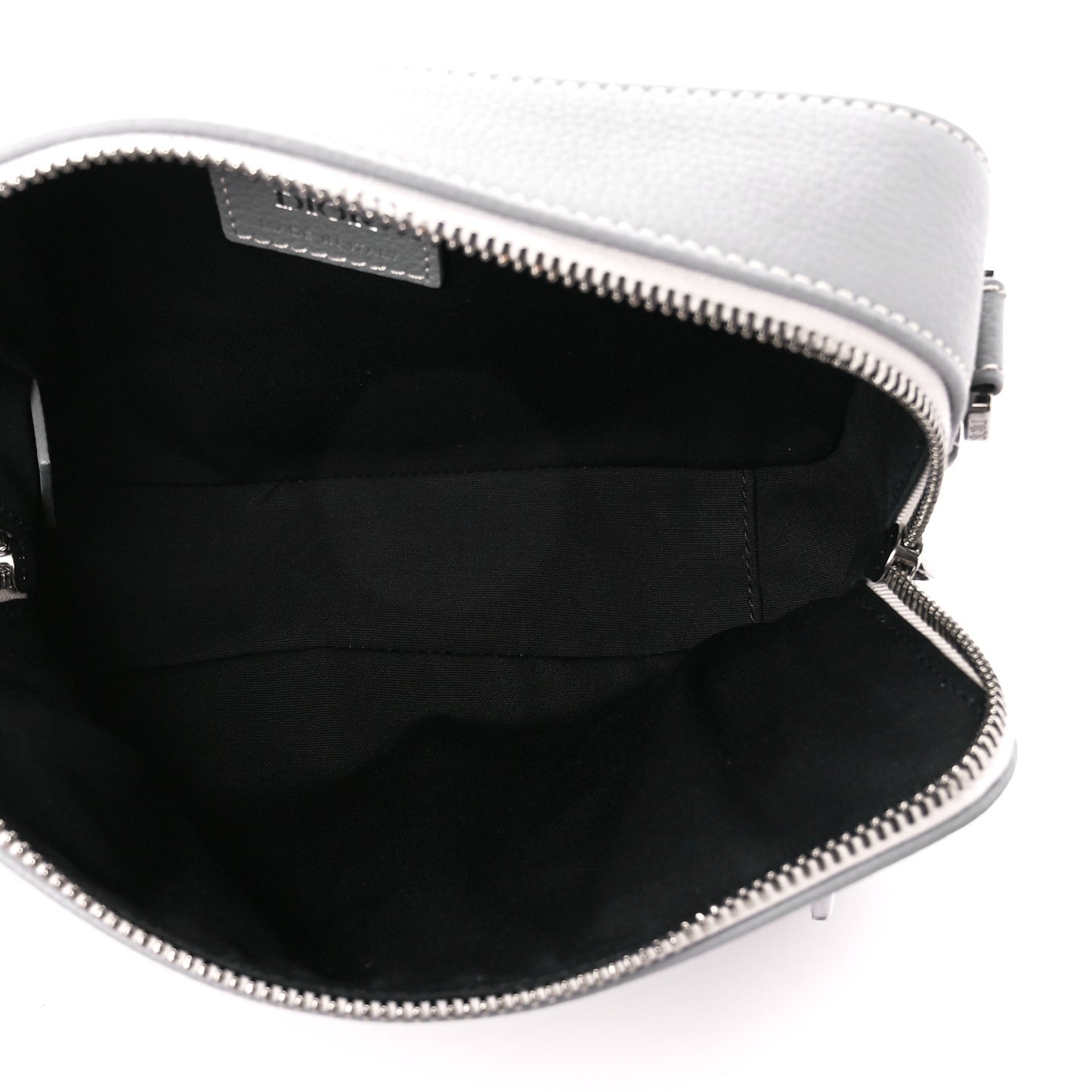 X BIRKENSTOCK Grained Calfskin Embroidered Safari Messenger Grey White