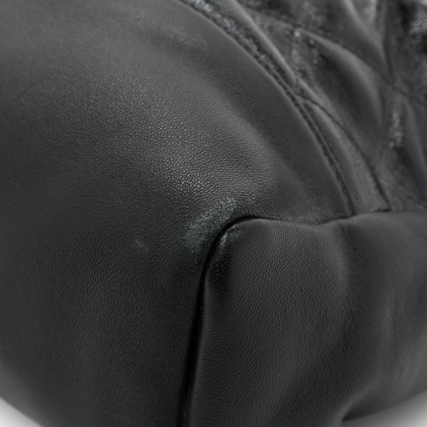 Shiny Aged Calfskin Quilted Large 31 Shopping Bag Black