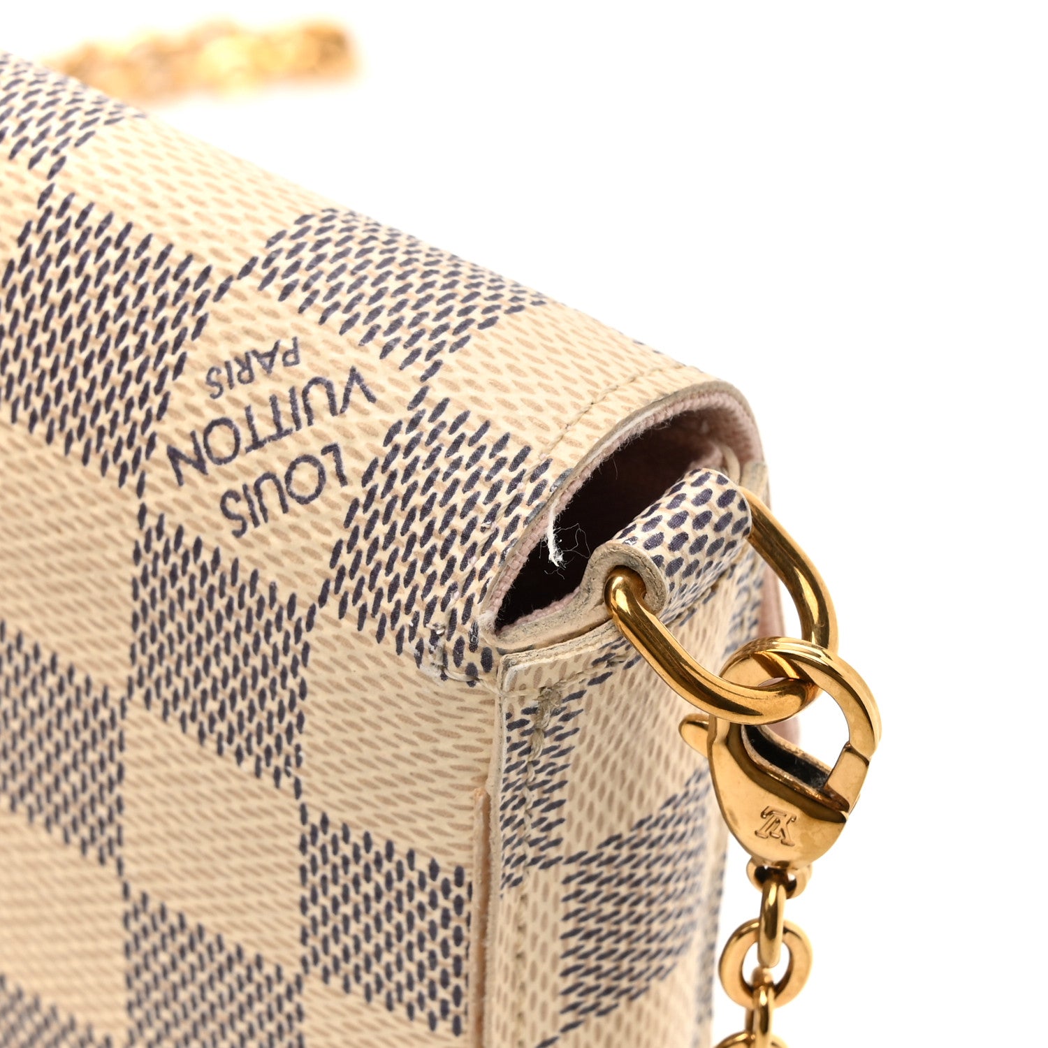 Louis Vuitton Damier Azur Pochette Felicie Chain Wallet Rose Ballerine 20 of 21