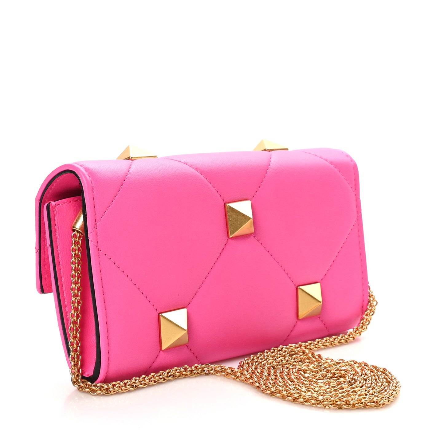 Nappa Roman Stud Wallet On Chain Pink PP