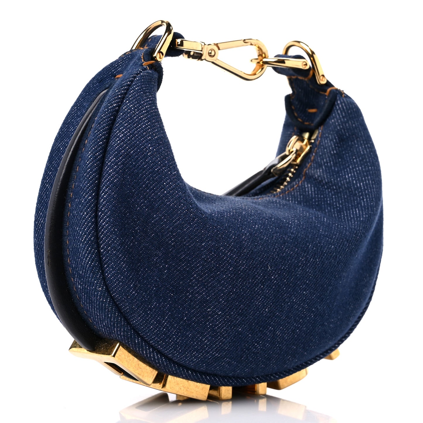 Denim Shiny Nappa Nano Fendigraphy Hobo Charm Blue Moro