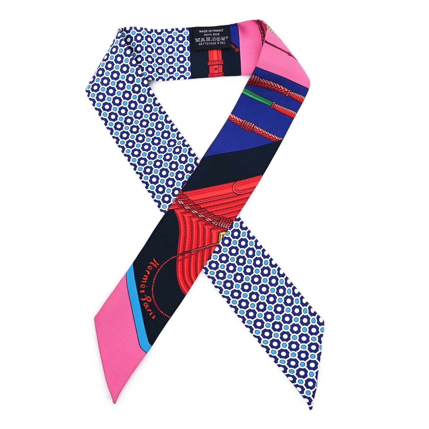 Silk Clic Clac Modern Cannage Twilly Rose Vif Bleu Rouge