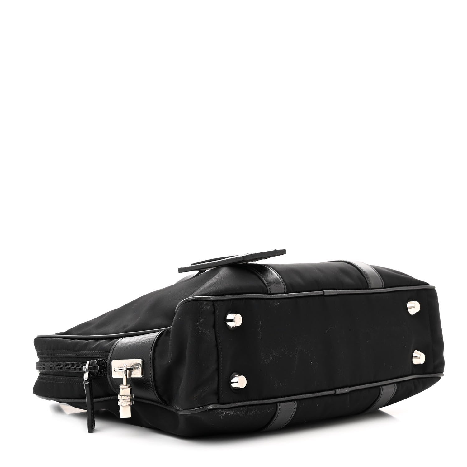 Prada Tessuto Nylon Saffiano Metal Triangle Logo Work Bag Black 4 of 13