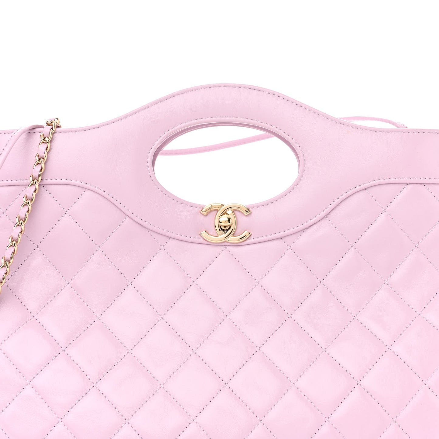 Shiny Lambskin Quilted 31 Shopping Bag Light Purple