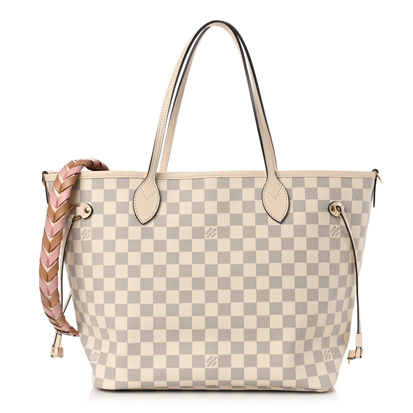 Damier Azur Braided Neverfull MM Pink