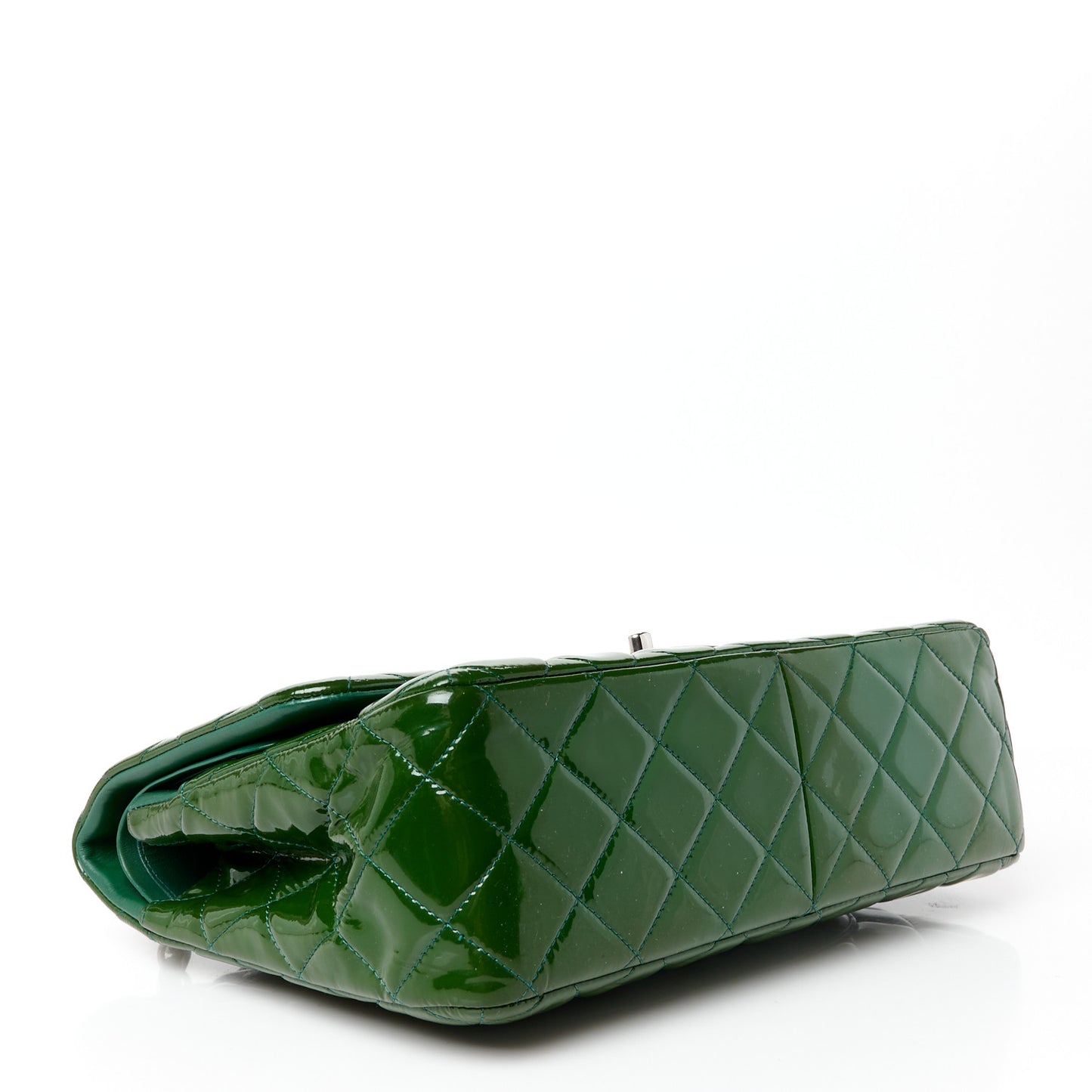 Patent Quilted Jumbo Double Flap Green