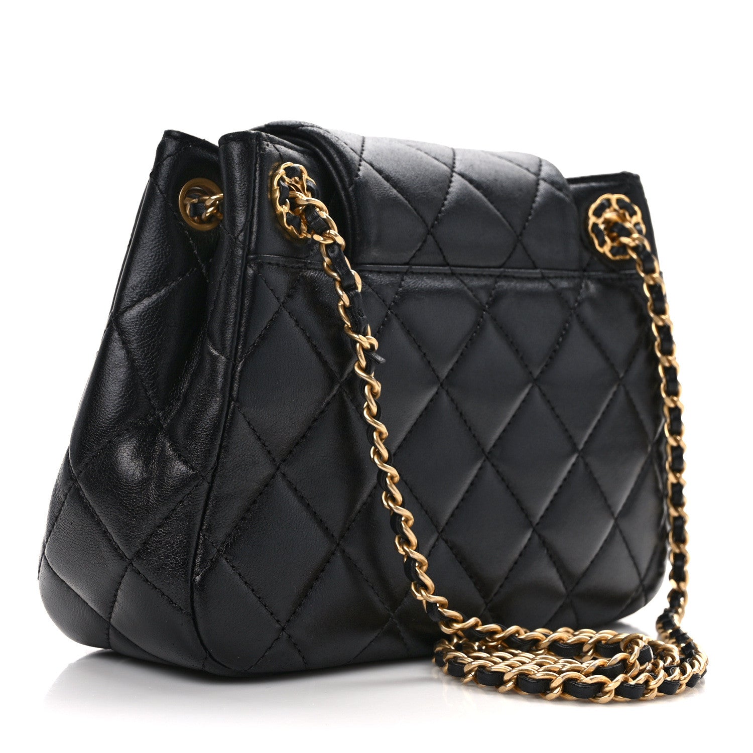 Chanel Lambskin Quilted Braided CC Accordion Flap Bag Black 3 of 11
