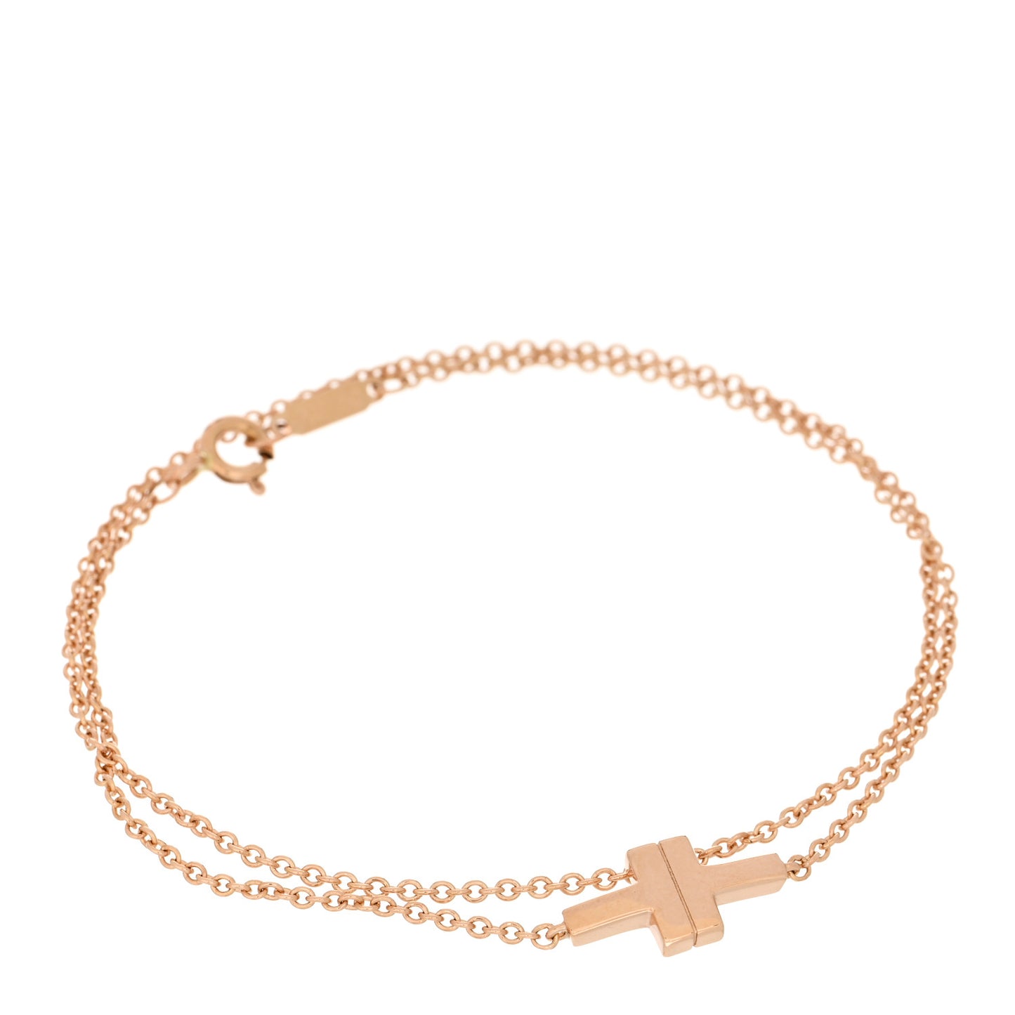18K Rose Gold T Double Chain Bracelet