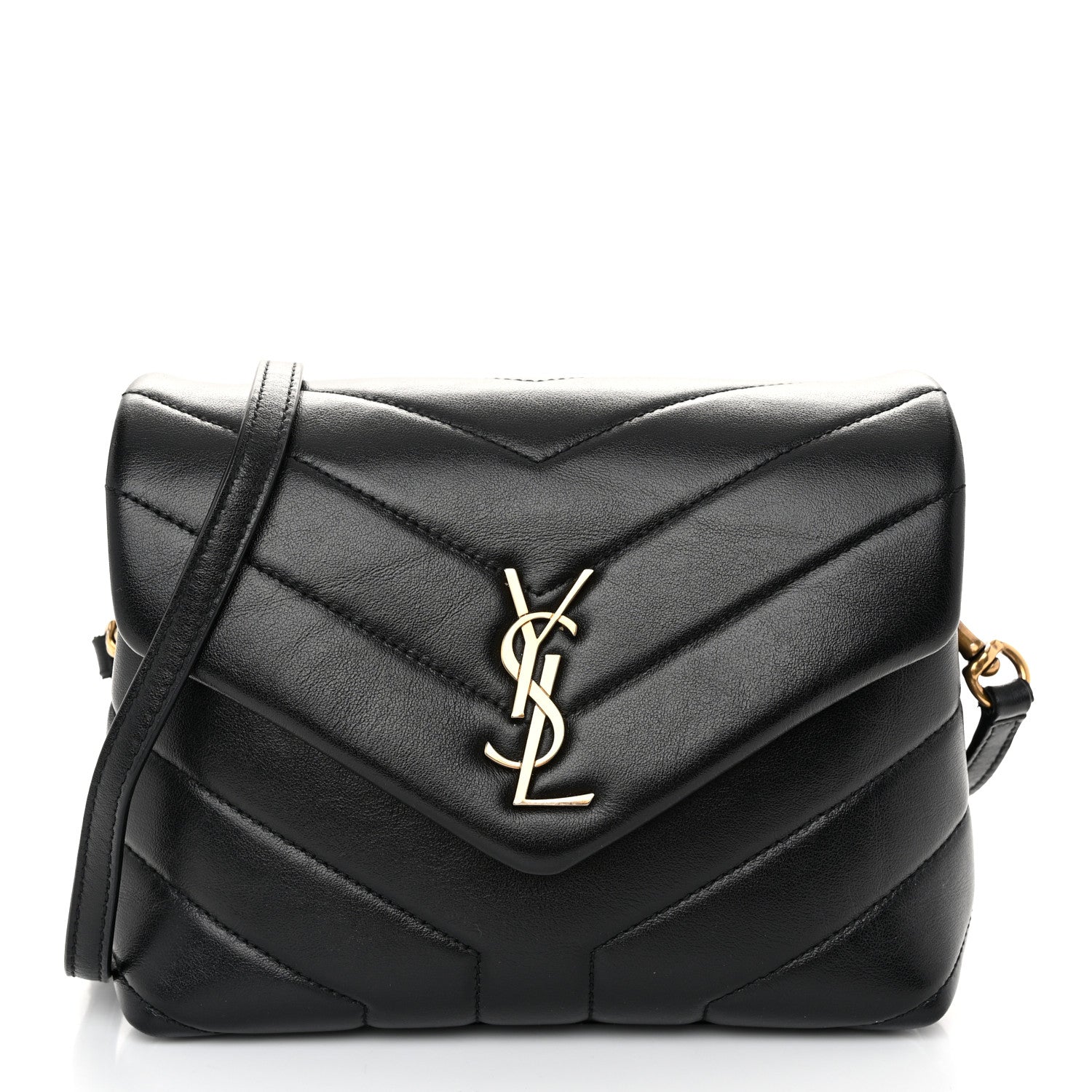 Saint Laurent Calfskin Y Quilted Monogram Toy Loulou Crossbody Bag Black 1 of 9