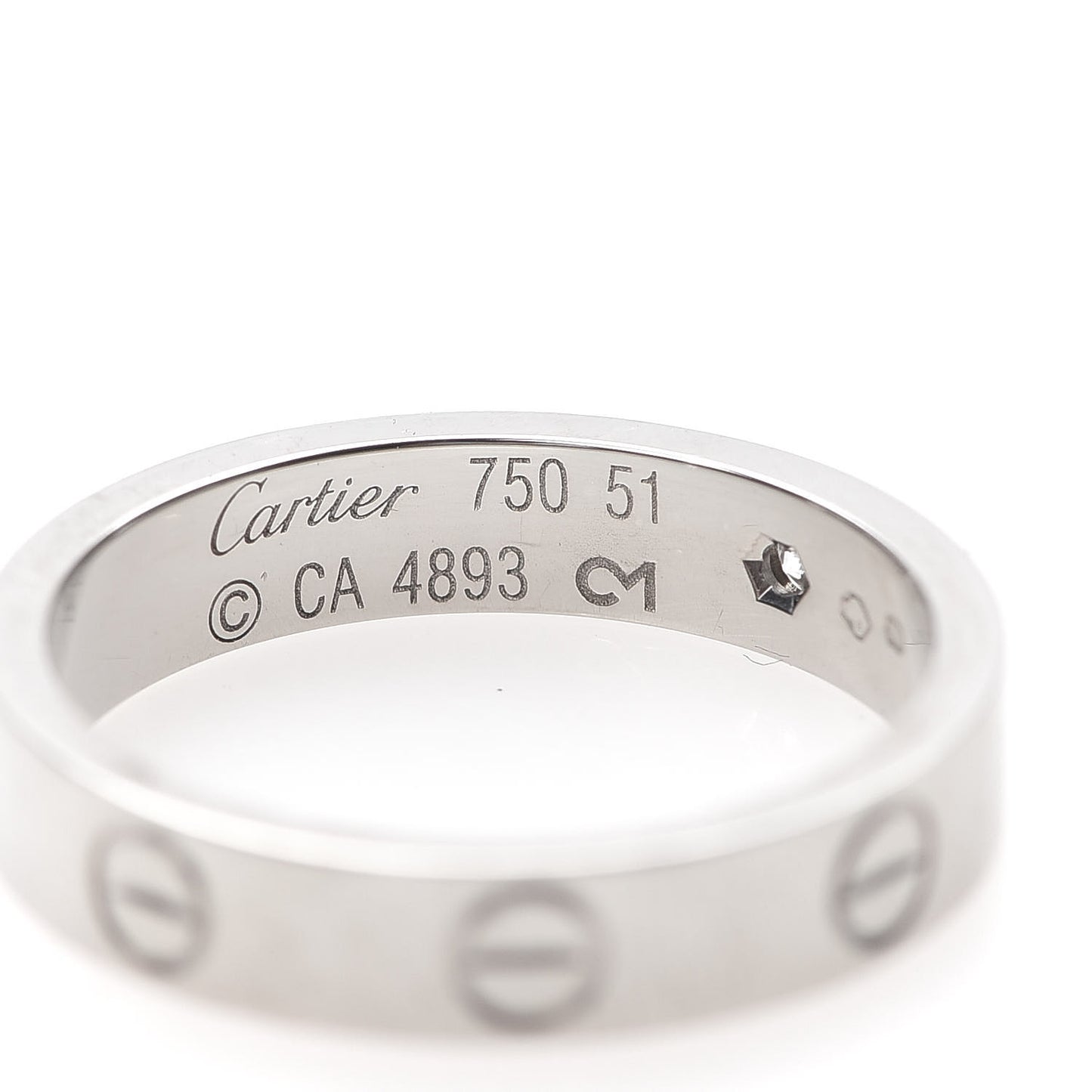 18K White Gold Diamond 4mm LOVE Wedding Band Ring 51 5.75