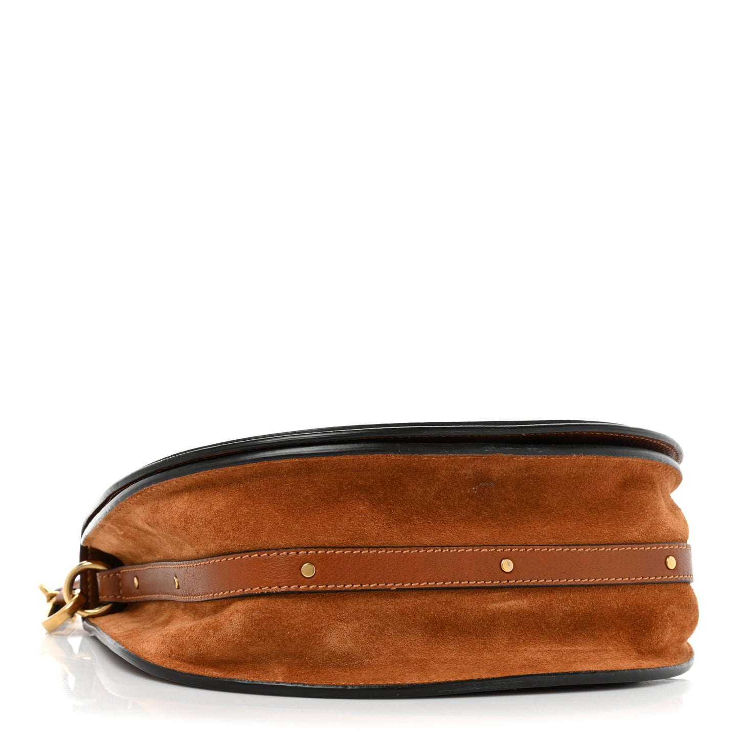 Calfskin Suede Medium Nile Bracelet Bag Caramel