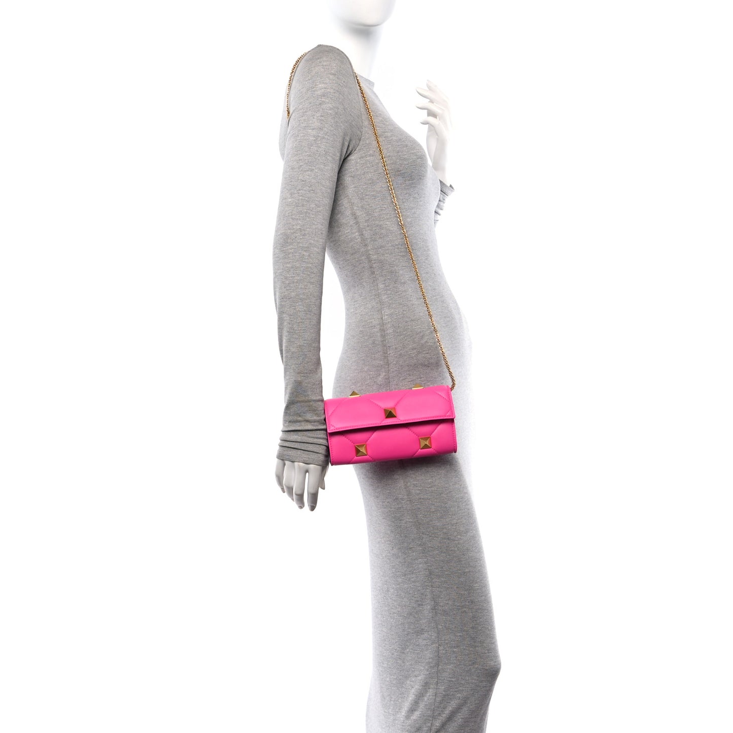 Nappa Roman Stud Wallet On Chain Pink PP