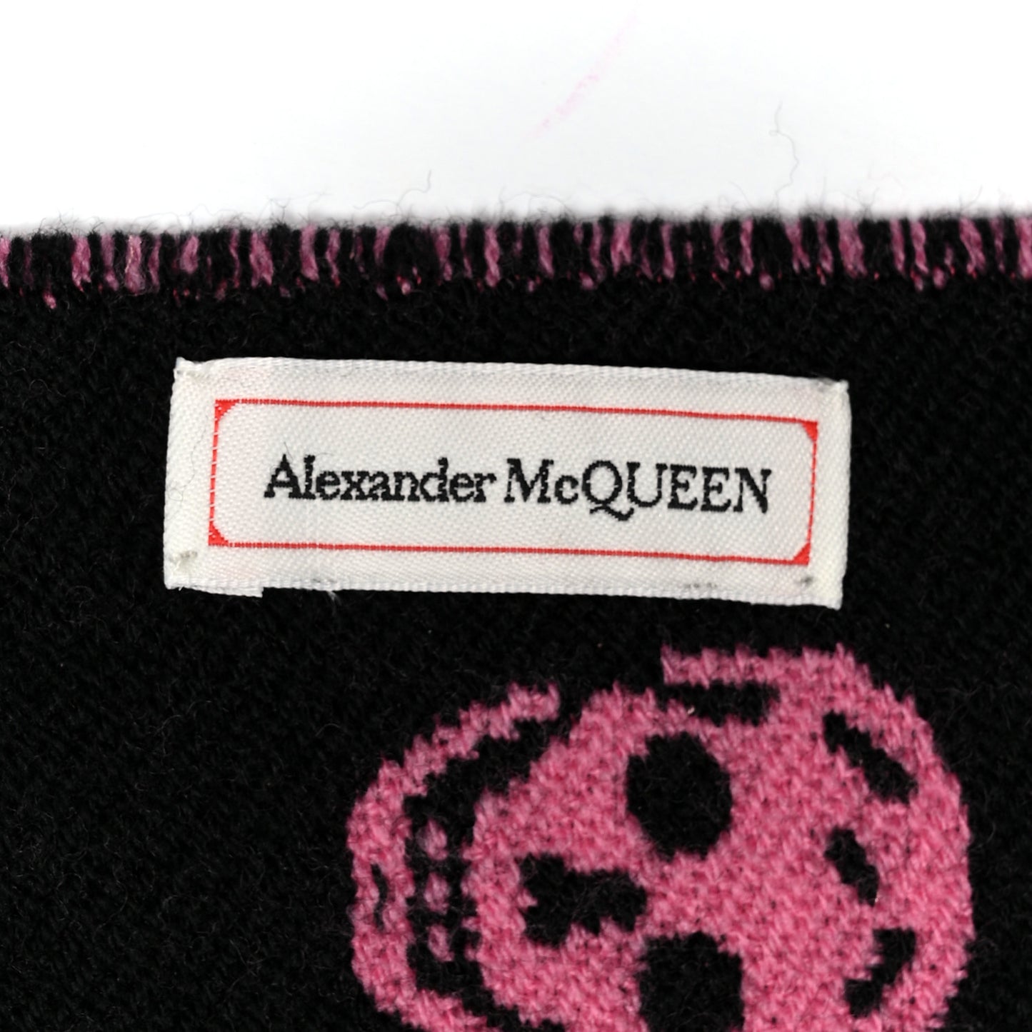 Wool Reversible Upside Down Skull Scarf Black Pink