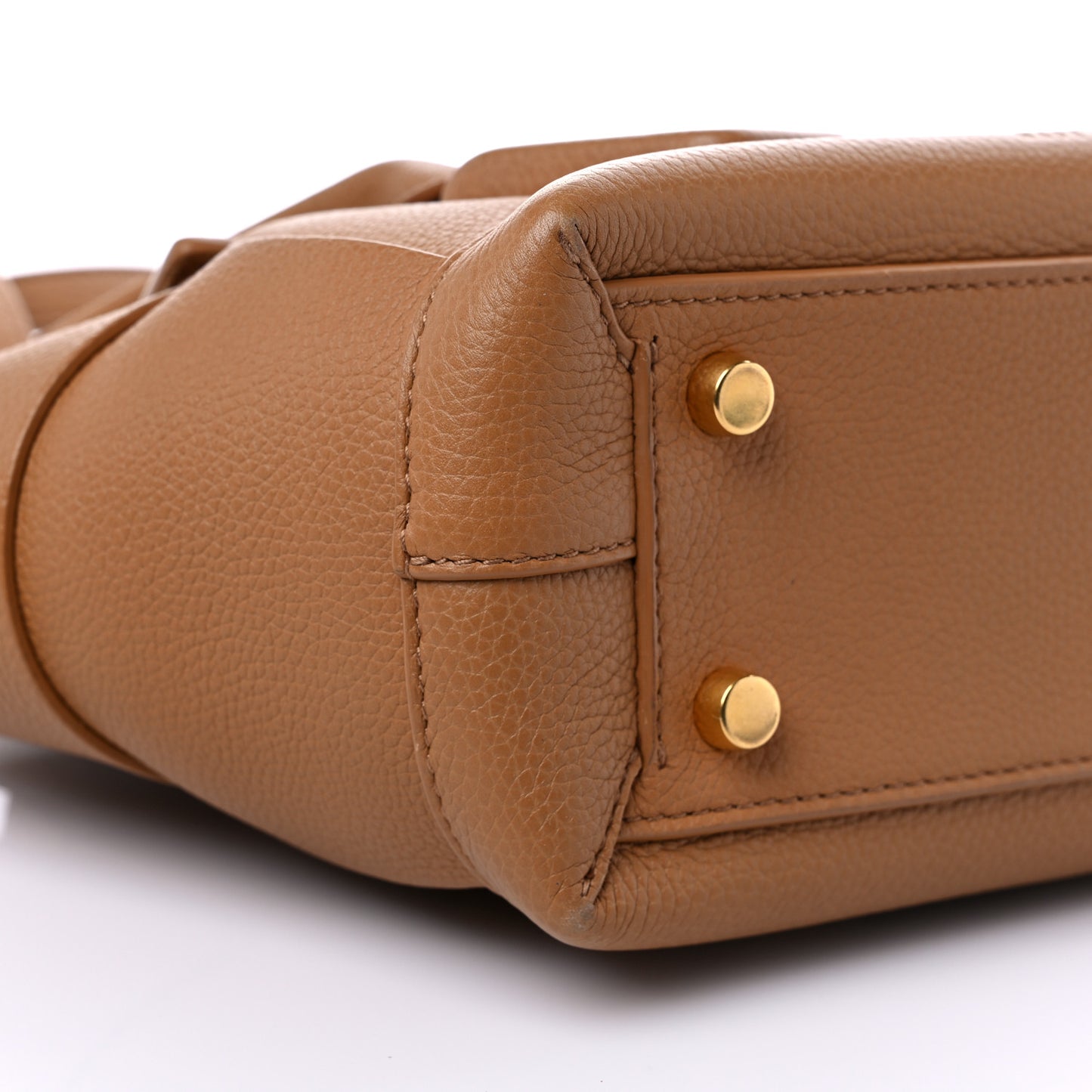 Grained Calfskin Maxi Intrecciato Mini Arco Caramel