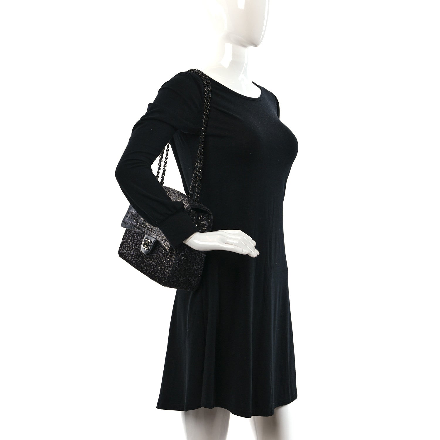 Chanel Sequin Lambskin Medium Moonlight on Water Flap Black 3 of 10