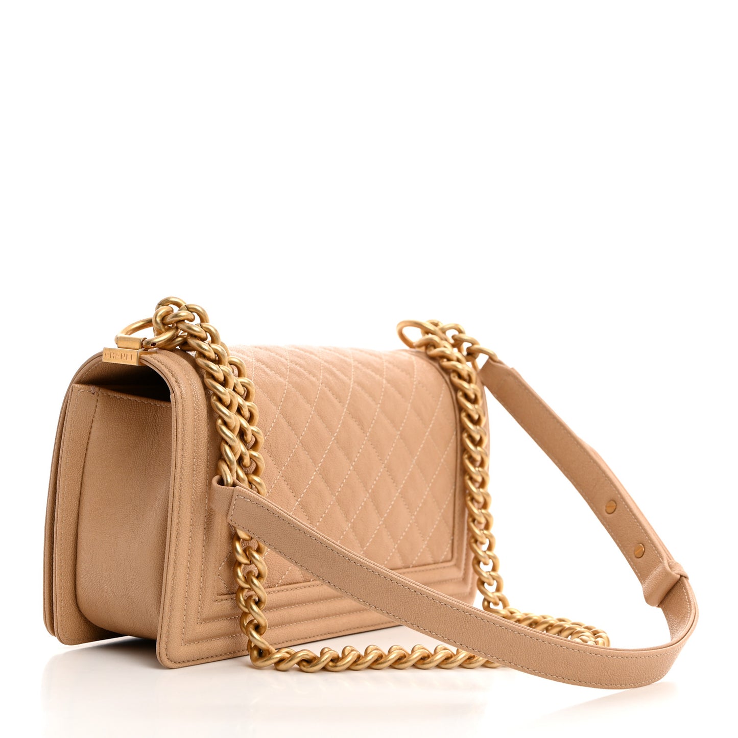 Caviar Quilted Medium Boy Flap Beige