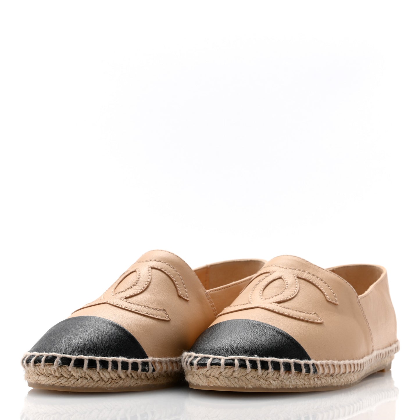 Lambskin CC Espadrilles 35 Beige Black