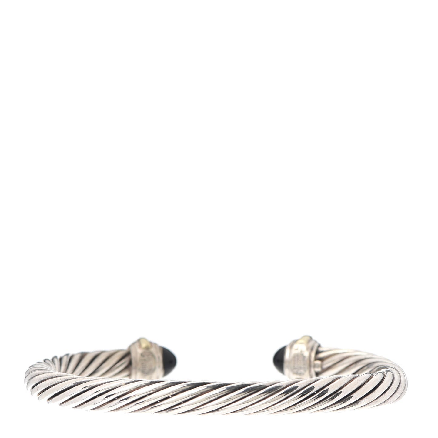 Sterling Silver 14K Yellow Gold Black Onyx 7mm Cable Classics Bracelet
