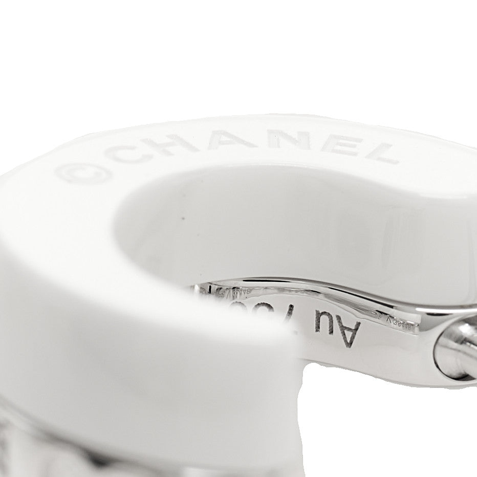 18K White Gold Diamond Ceramic Ultra Hoop Earrings White
