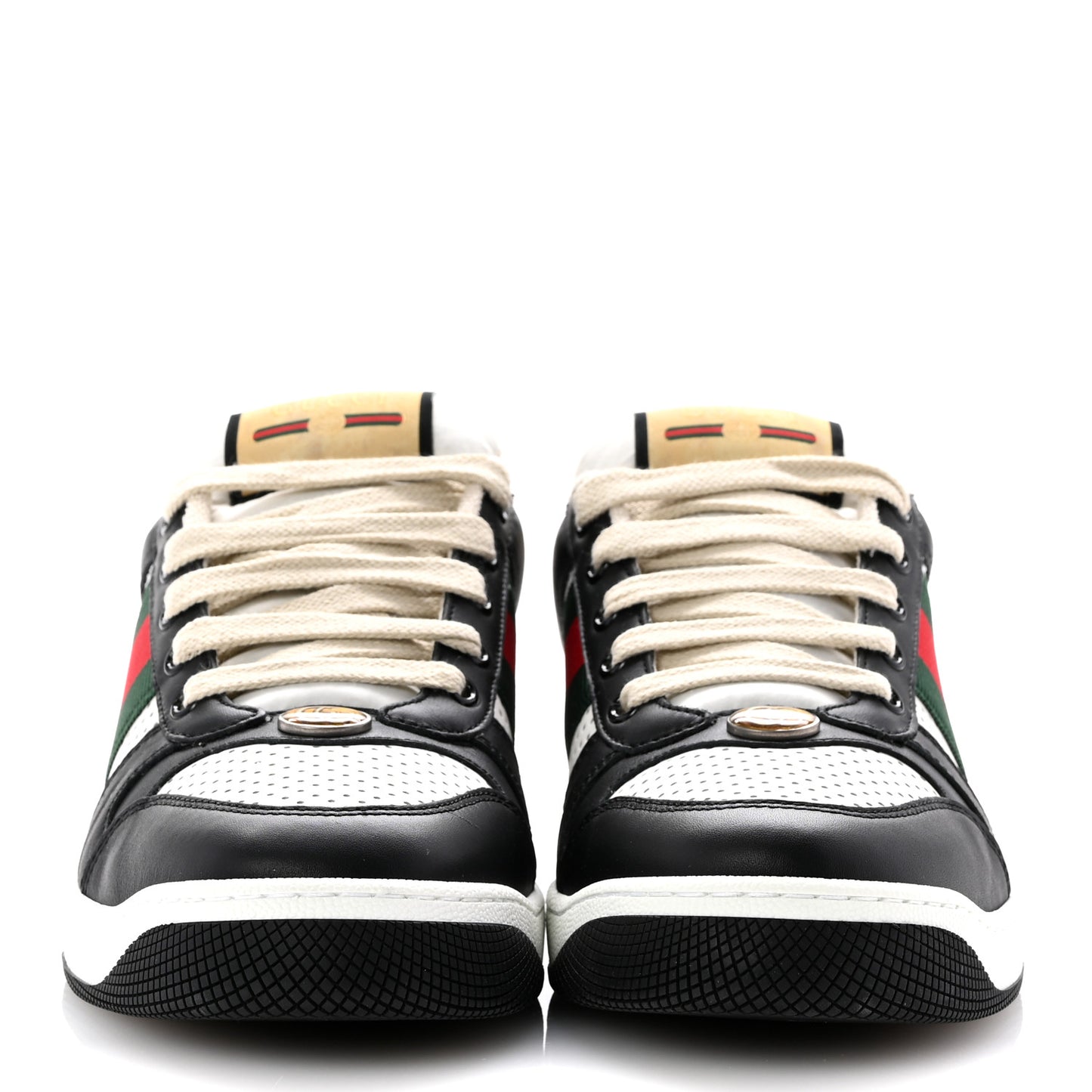 Calfskin Web Mens Screener Sneakers 7.5 Black White