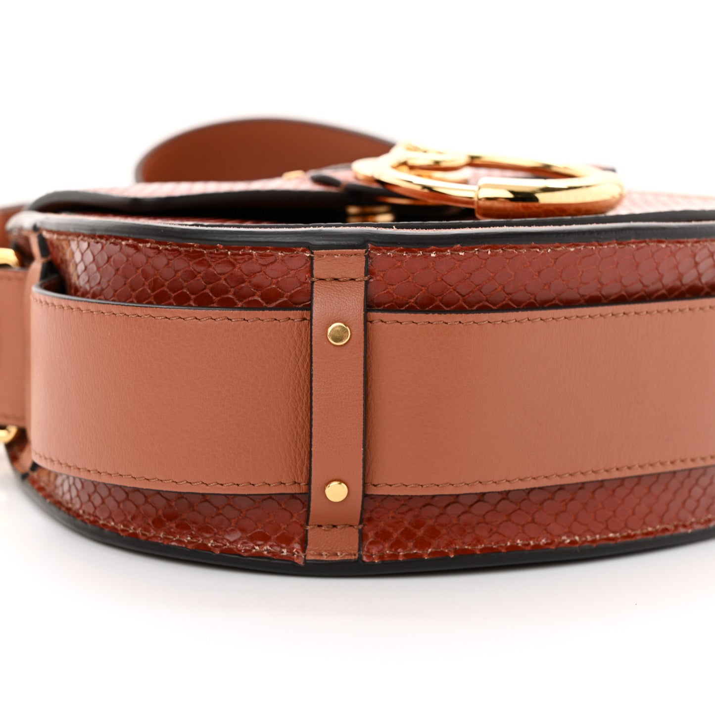 Calfskin Python Embossed Small Tess Bag Sepia Brown