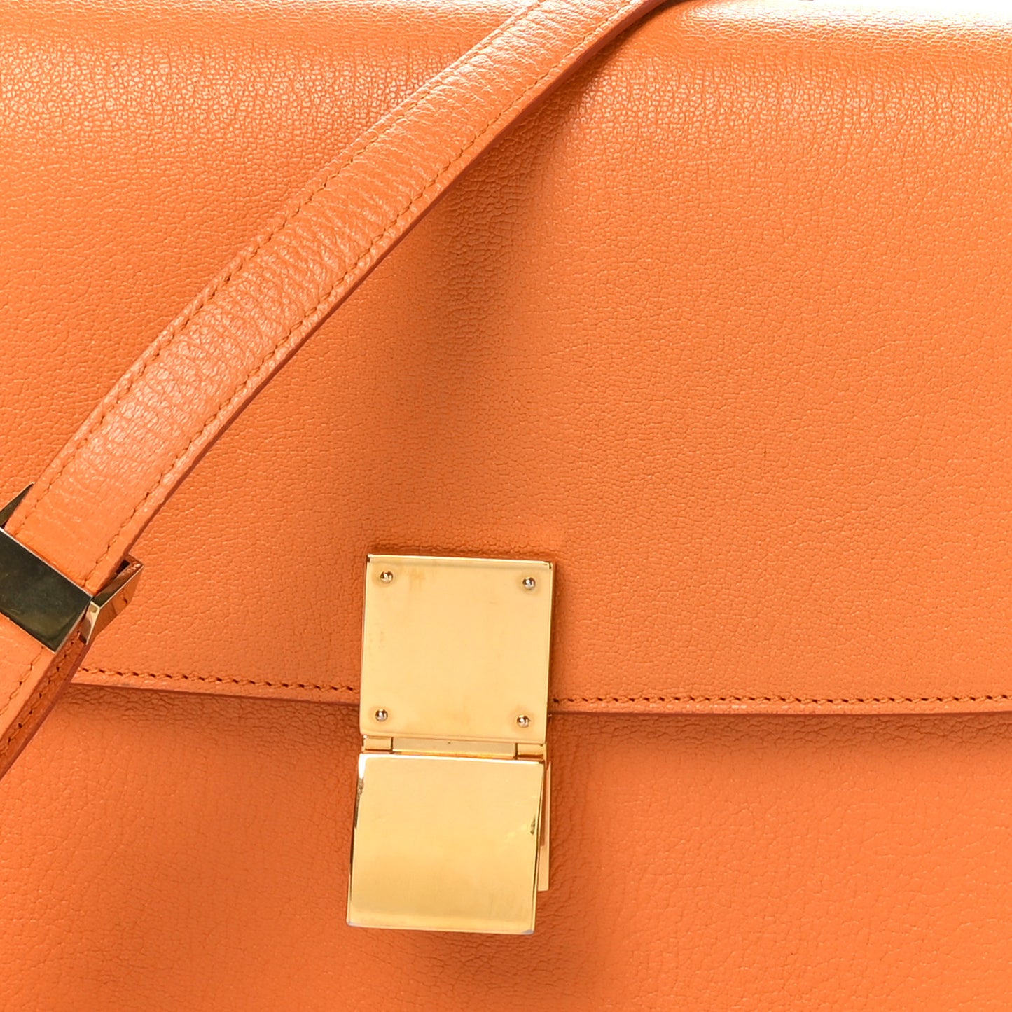 Goatskin Medium Classic Box Flap Bag Orange