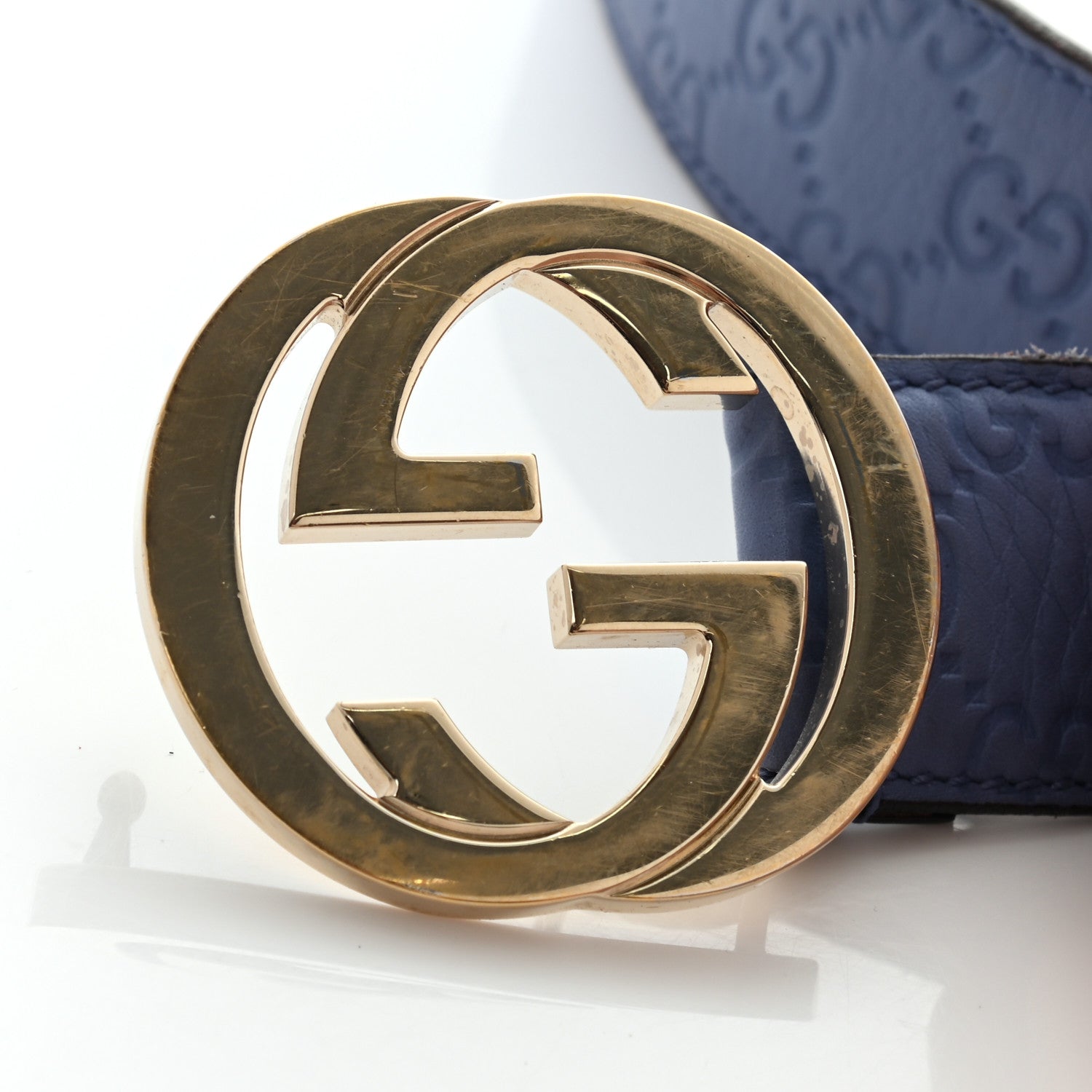 Gucci Guccissima Interlocking G Belt 90 36 Blue 12 of 13