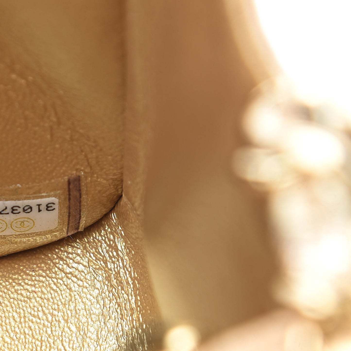 Metallic Lambskin Quilted Mini Square Flap Gold