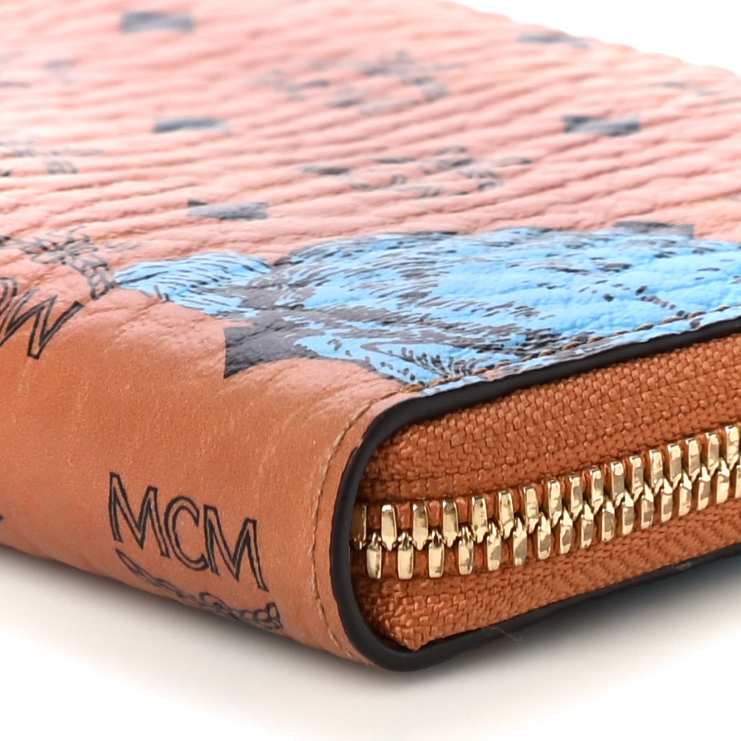 MCM Visetos Rabbit Zip Around Wallet Cognac 9 of 10