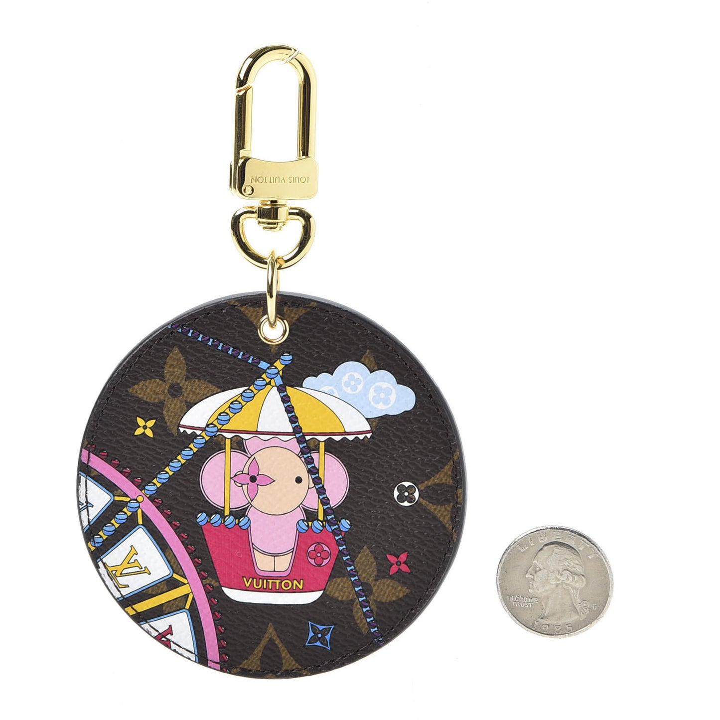 Monogram 2020 Christmas Animation Big Wheel Bag Charm Key Ring Rose Ballerine