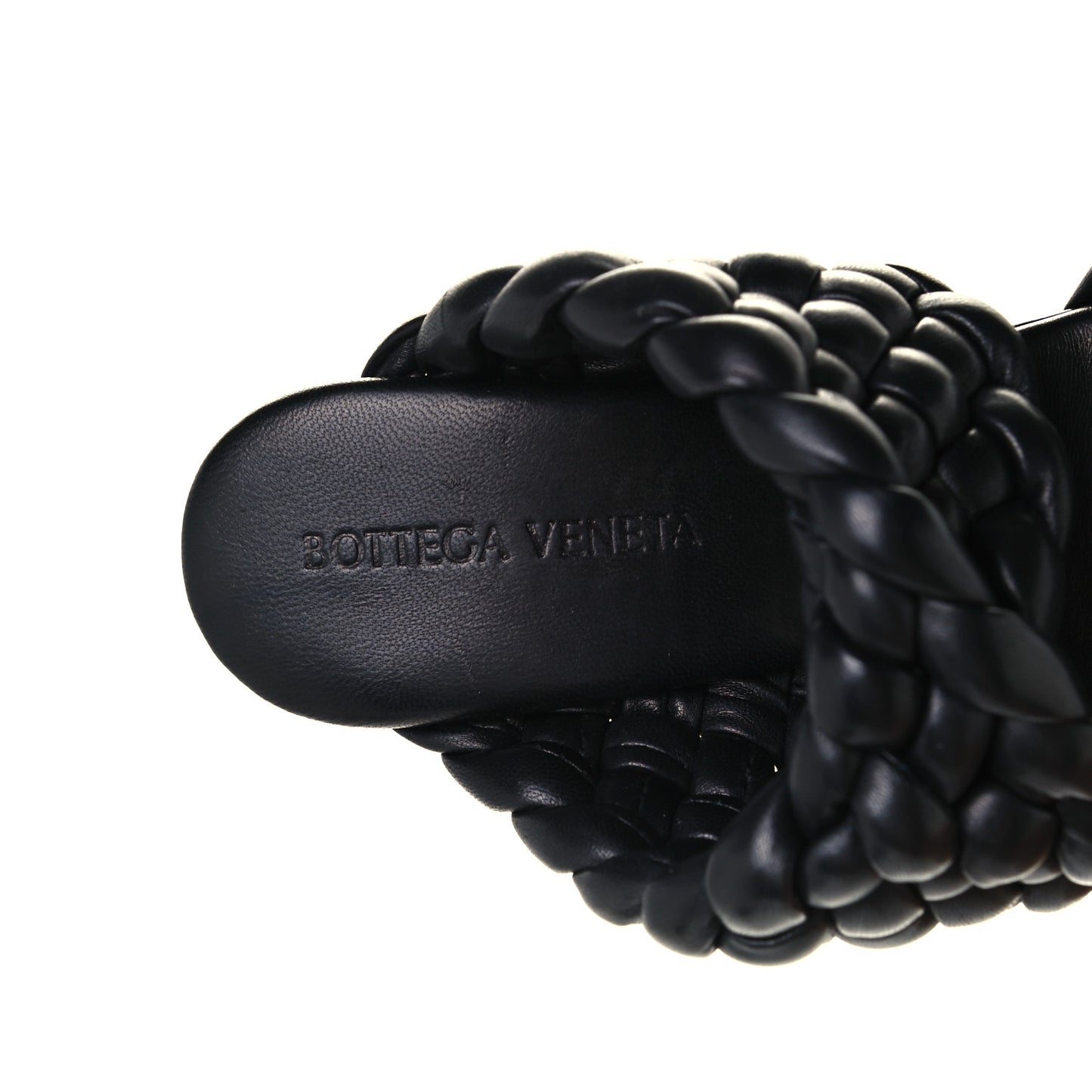 Nappa Twisted Padded Intrecciato Curve Slide Sandals 36 Black