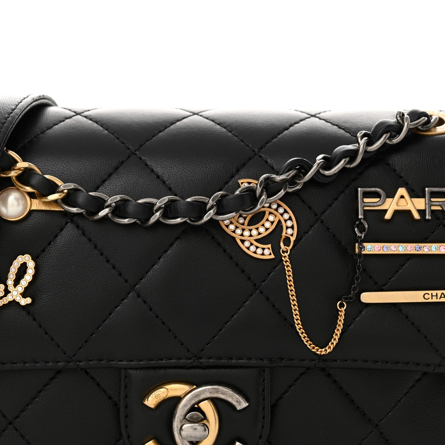 Lambskin Quilted Small Coco Clips Single Flap Black