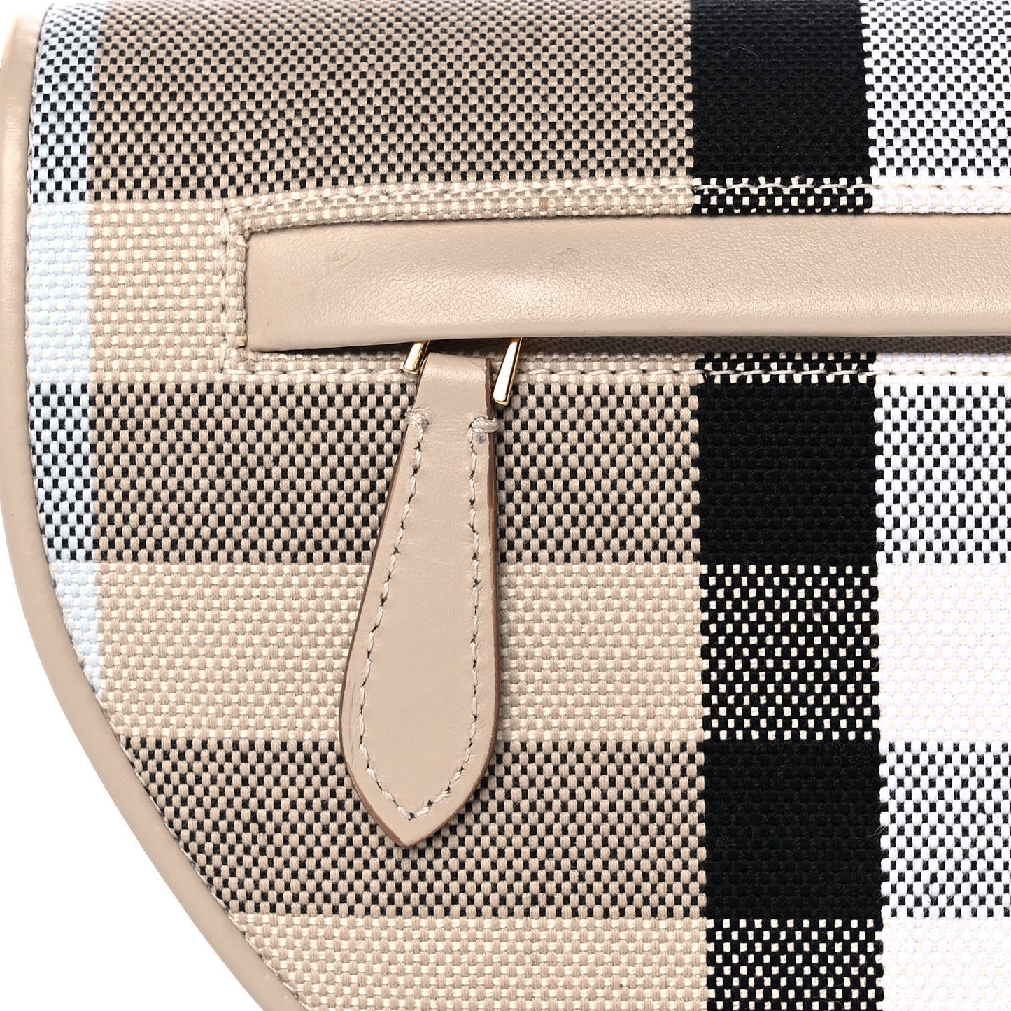Canvas Calfskin Check Small Olympia Beige