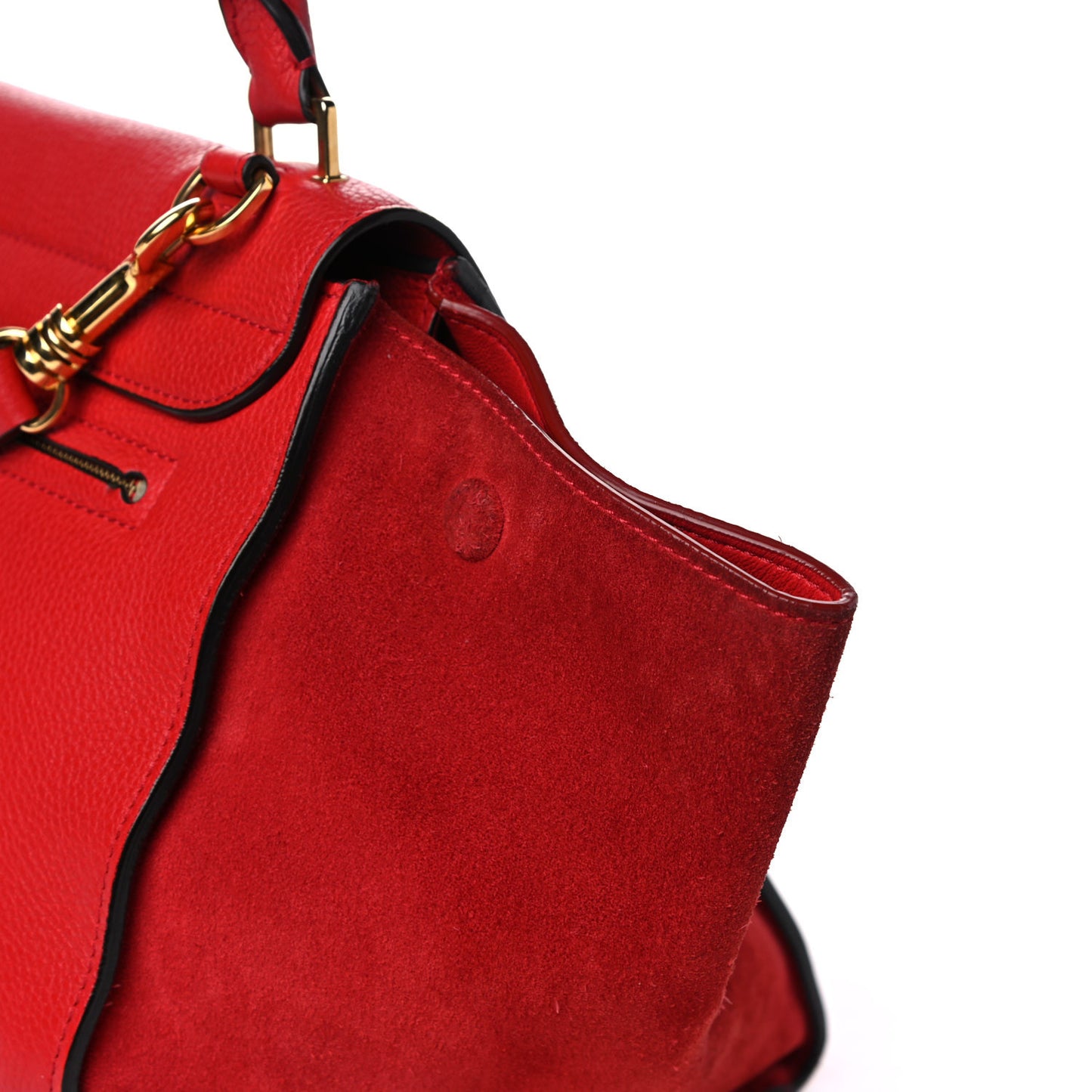 Drummed Calfskin Suede Medium Trapeze Coquelicot