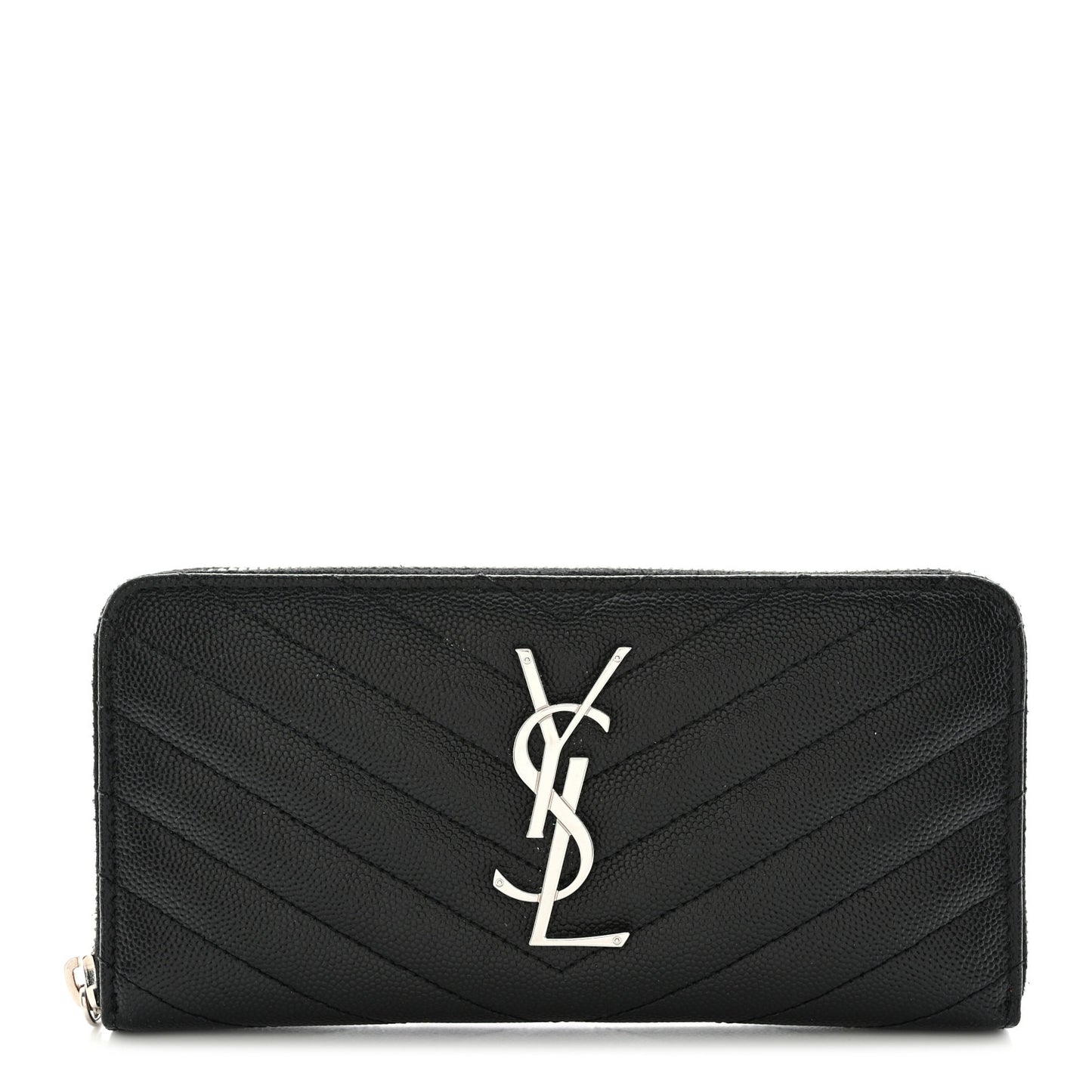 Grain De Poudre Matelasse Chevron Monogram Zip Around Wallet Black