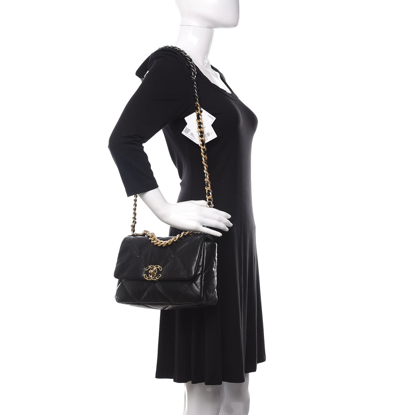 Goatskin Quilted Medium Chanel 19 Flap Black