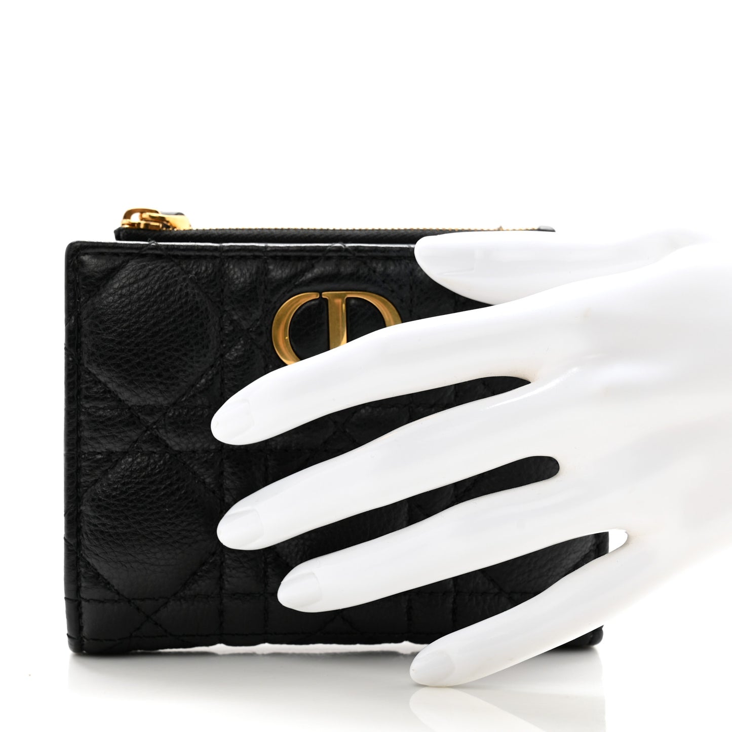 Grained Calfskin Supple Cannage Caro Dahlia Wallet Black
