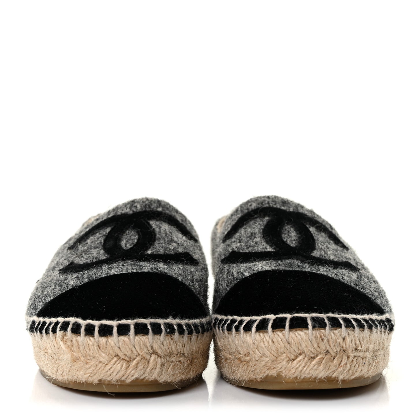 Wool Velvet CC Espadrilles 36 Black