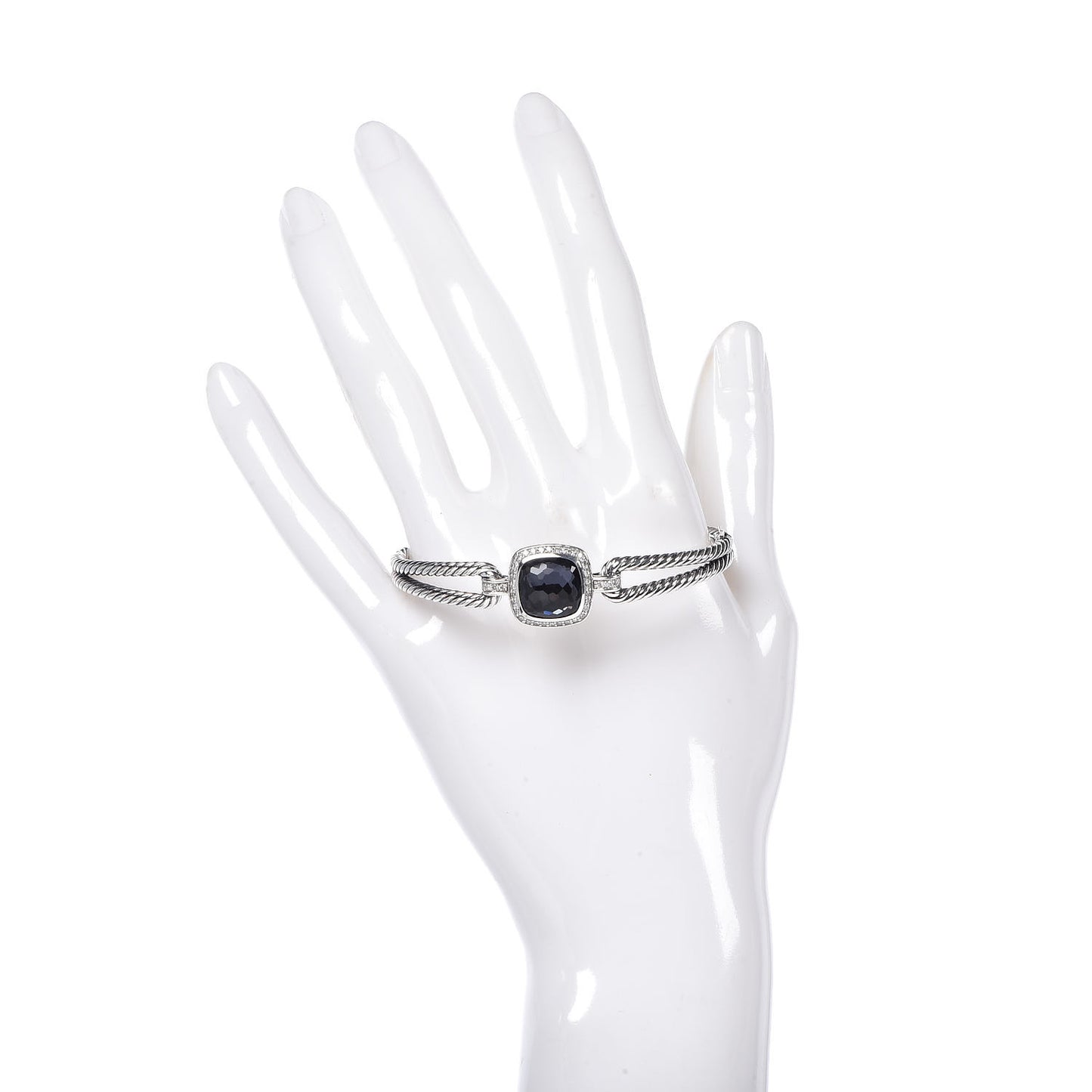 Sterling Silver Diamond Black Orchid Albion Cable Bracelet