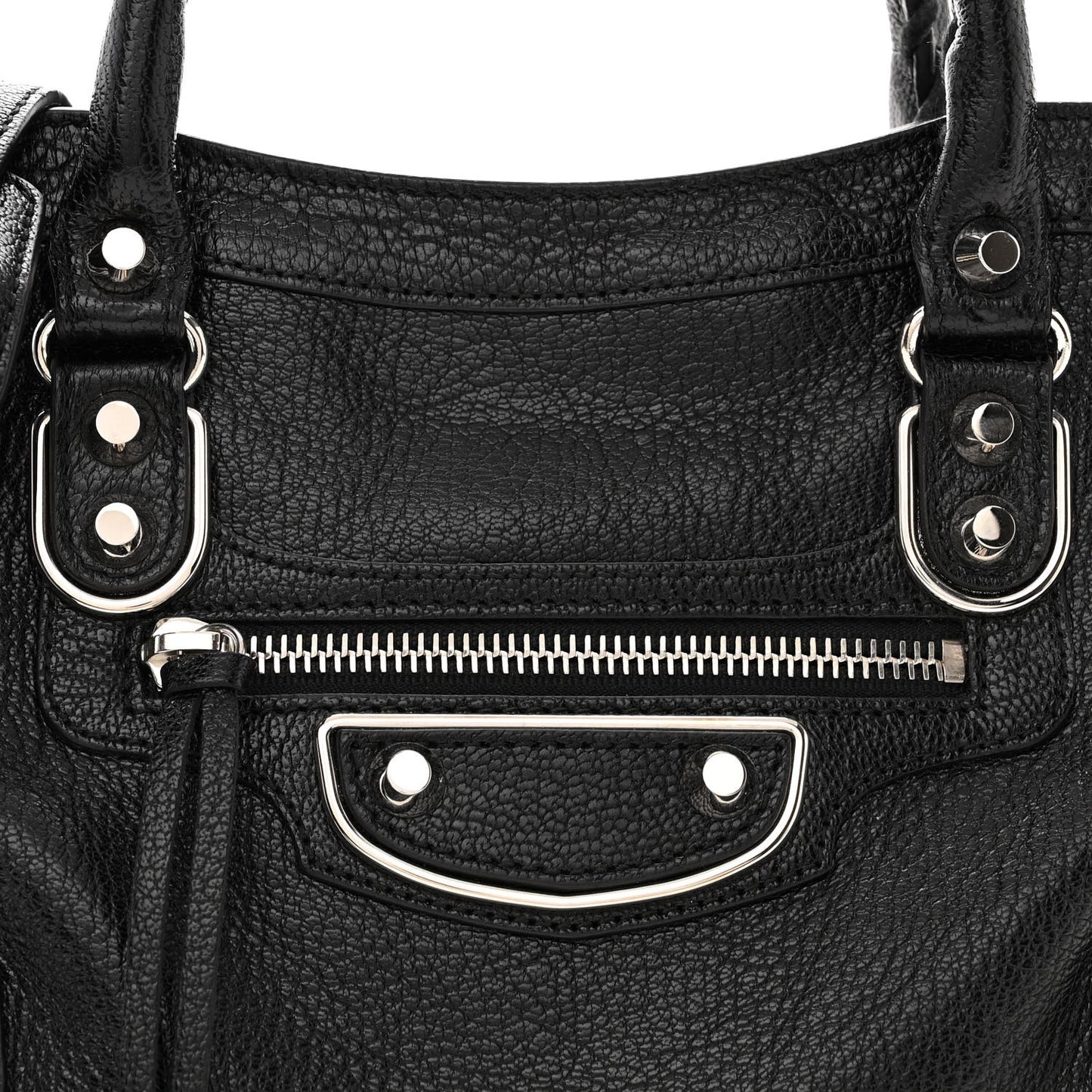 Chevre Silver Metallic Edge Hardware S City Black