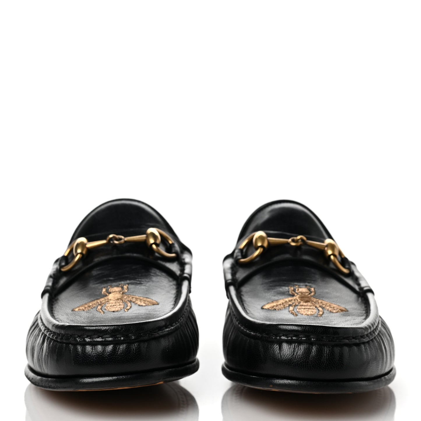 Calfskin Mens Bee Embroidered Roos Horsebit Loafers 7 Black