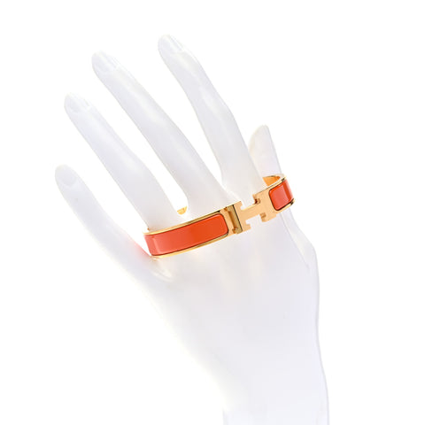 Enamel Narrow Clic Clac H Bracelet PM Orange