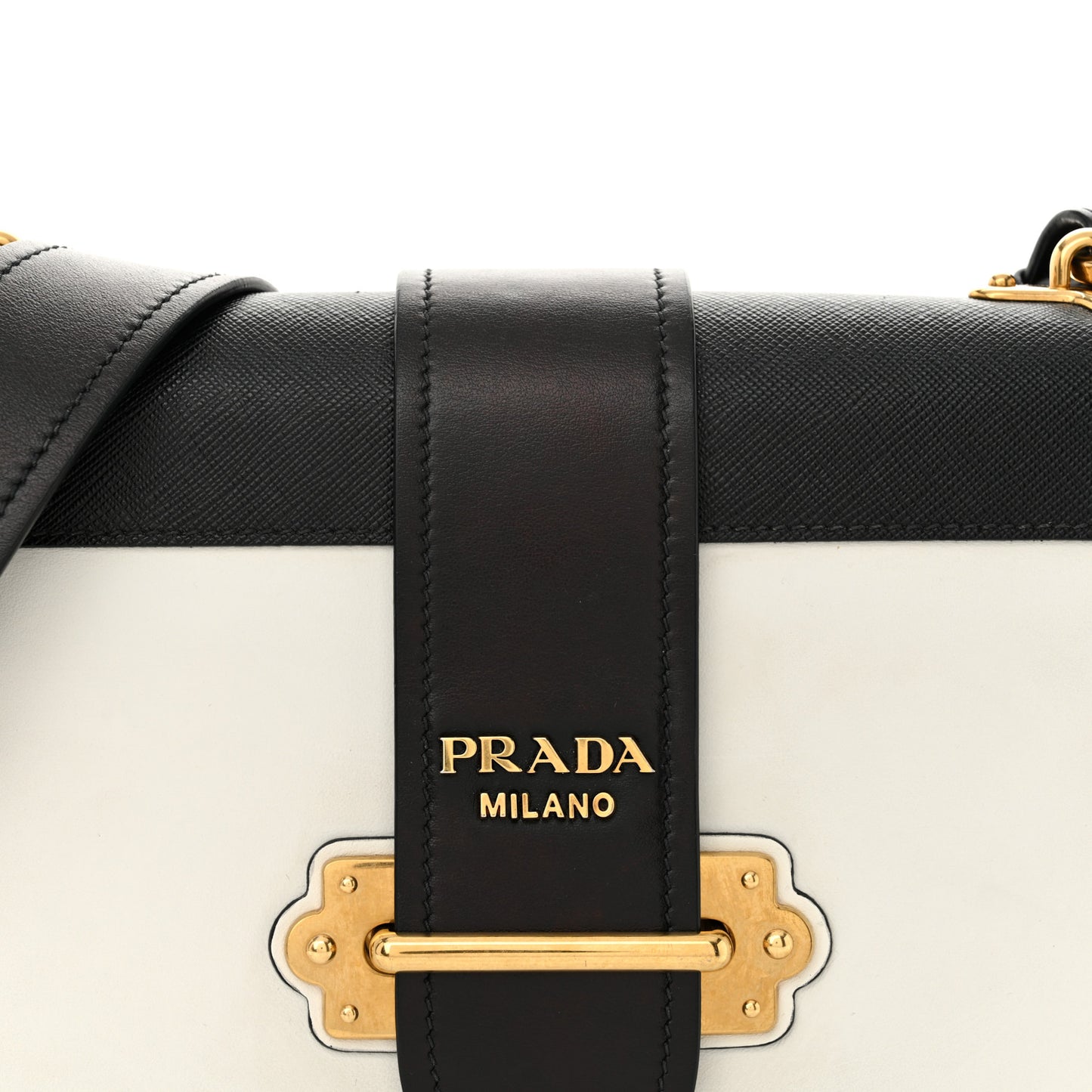 City Calf Saffiano Large Cahier Bag White Black