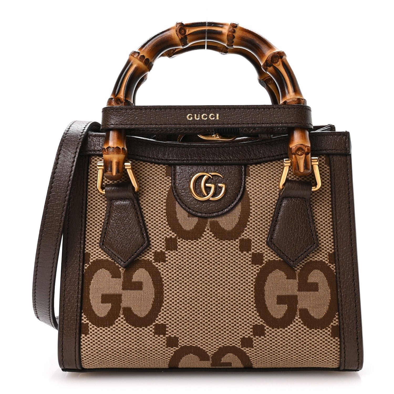 Gucci Monogram Jumbo GG Textured Dollar Calfskin Mini Diana Tote