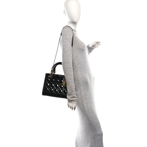 Patent Cannage Medium Lady Dior Black