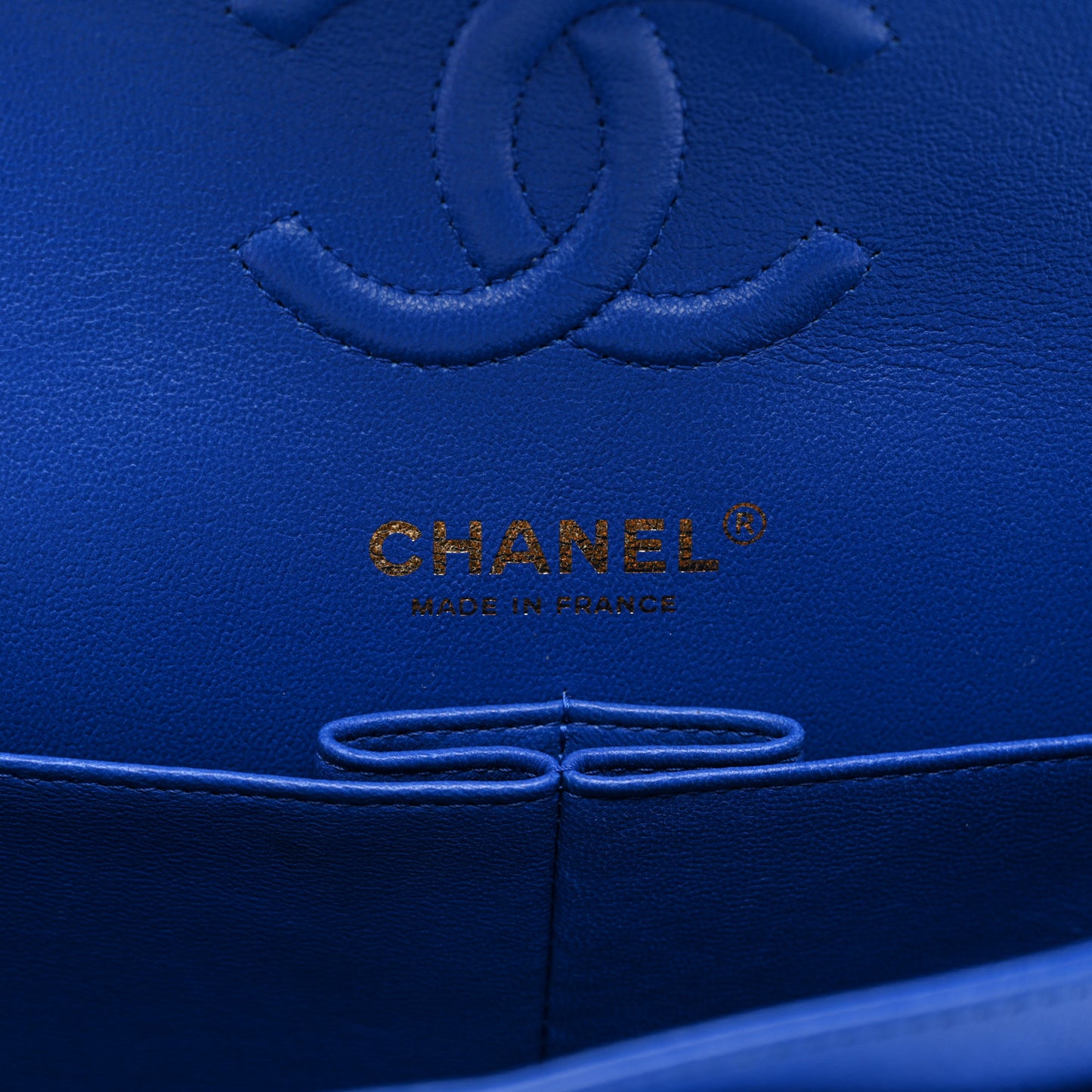 Caviar Chevron Quilted Small Double Flap Blue