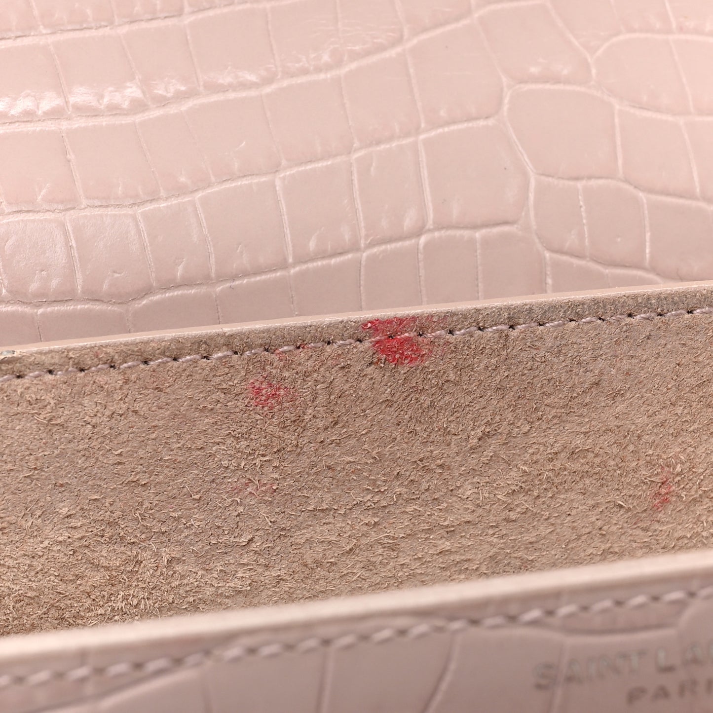 Calfskin Crocodile Embossed Medium Monogram Sunset Powder Pink