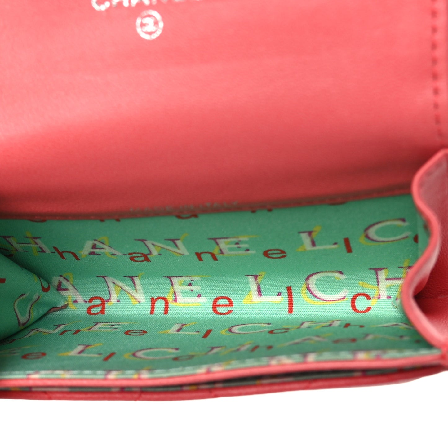 Lambskin Quilted Flap Card Holder Pink