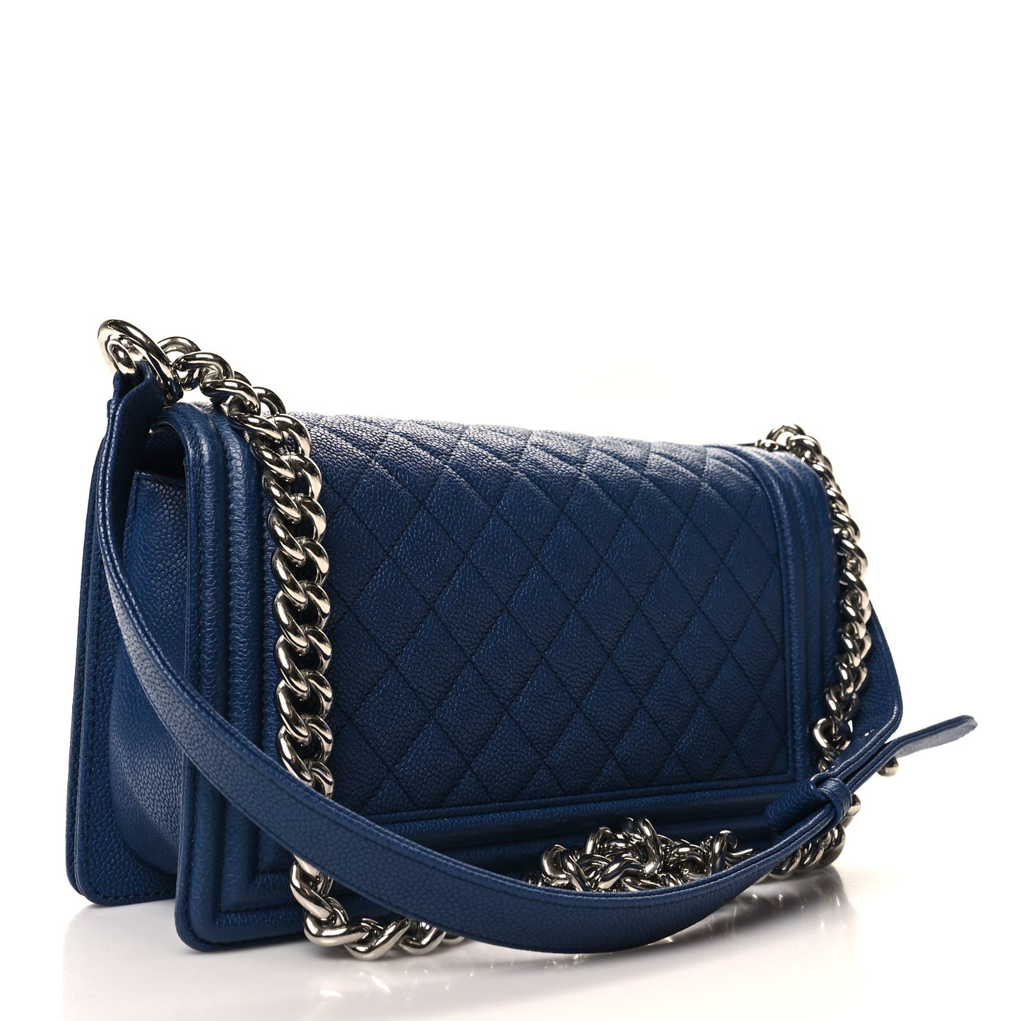 Caviar Quilted Medium Boy Flap Dark Blue